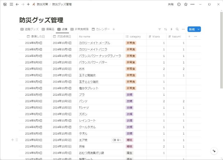 オールインワンの万能型アプリ”Notion”を活用した、防災グッズの管理