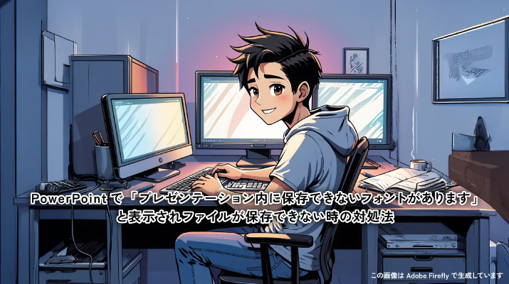 PowerPointで「プレゼンテーション内に保存できないフォントがあります」と表示されファイルが保存できない時の対処法